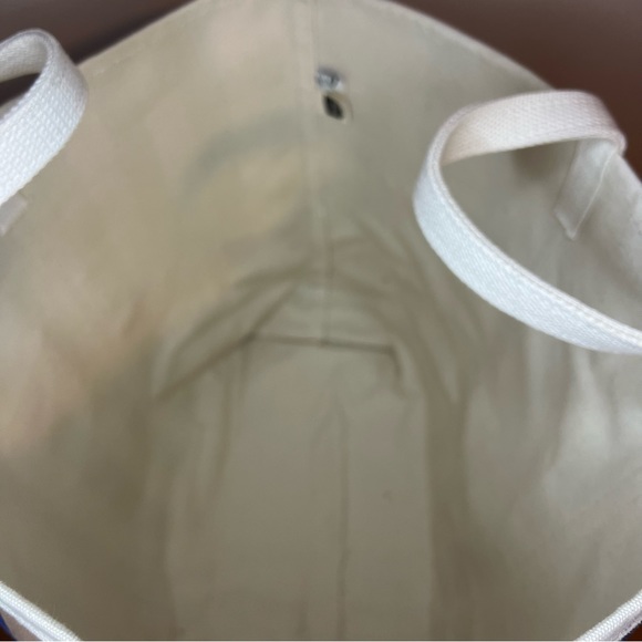 KULE The All Over Striped Tan, Navy Canvas Tote - Picture 5 of 10